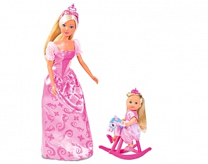 Куклы Штеффи 29 см. и Еви 12 см., набор Принцессы, зверушки в комплекте (Simba, 5733223029)